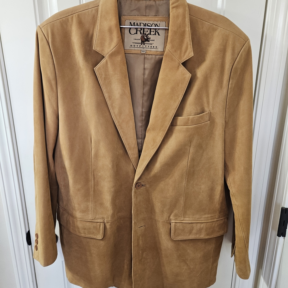 Madison Creek Genuine Leather Tan Men's Sport Coat Size 44R.  Like New